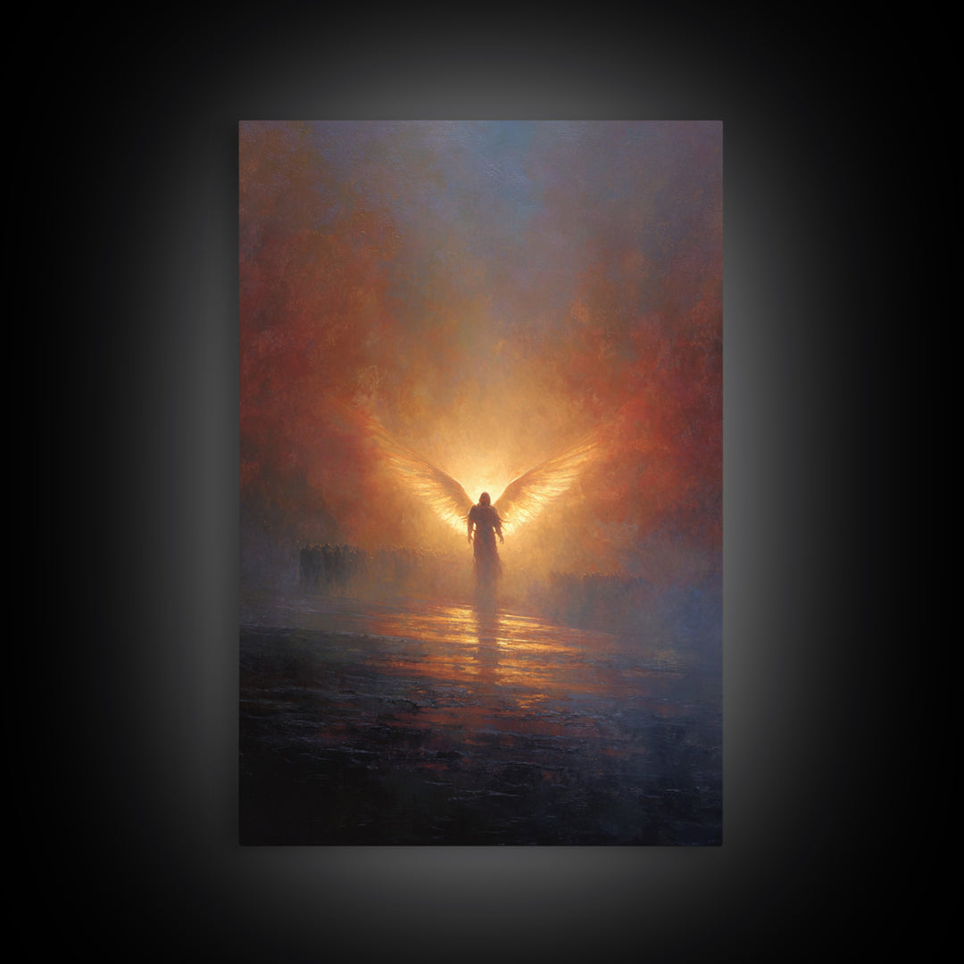 Angelic Figure With Wings Spiritual Wall Art Peaceful Inspirational Painting Framed Canvas Print