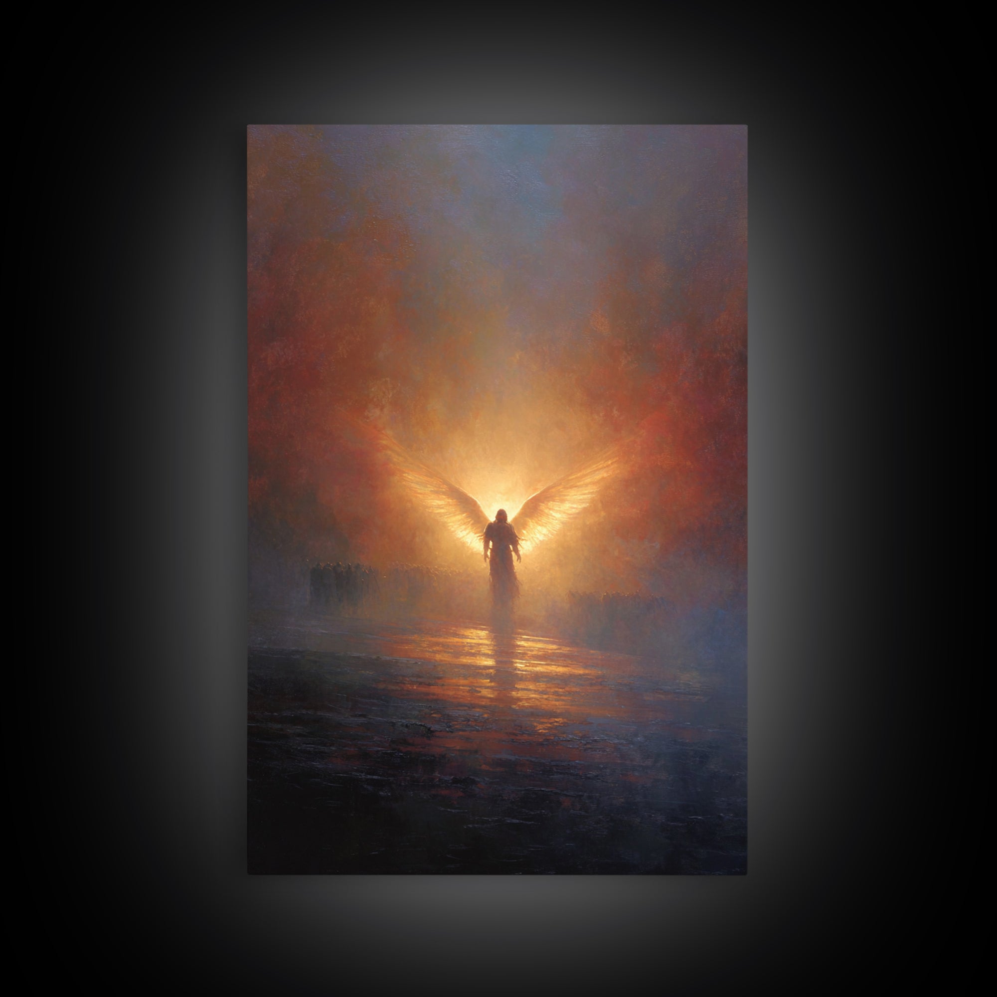 Angelic Figure With Wings Spiritual Wall Art Peaceful Inspirational Painting Framed Canvas Print