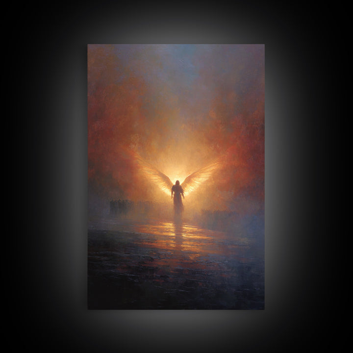 Angelic Figure With Wings Spiritual Wall Art Peaceful Inspirational Painting Framed Canvas Print