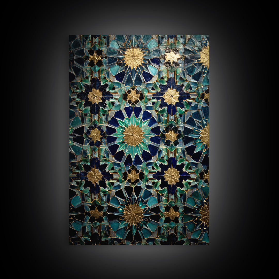 Intricate Moroccan Tile Pattern Photography Wall Art Print Framed Canvas Print For Boho And Mediterranean Decor