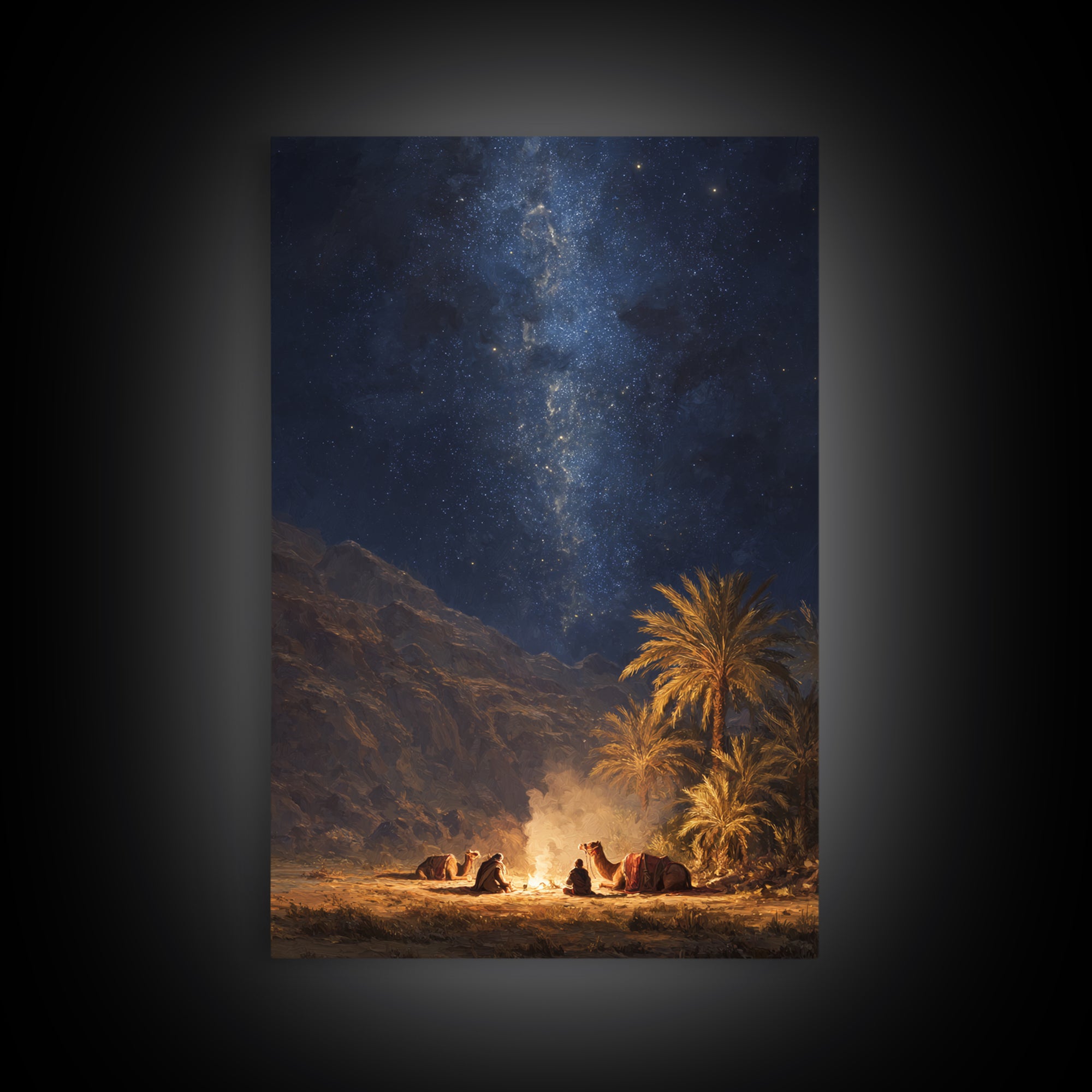 Ethereal Figure With Staff Summoning Spirits Of The Dead Surreal Skeleton Scene Framed Canvas Print Dark Fantasy Wall Art