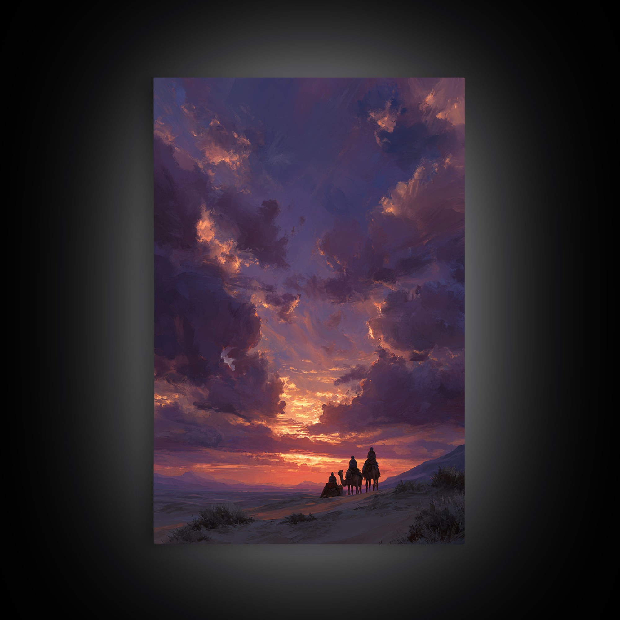 Angel Archangel Michael Sword In Light Surrounded By Clouds Romantic Wall Art Framed Canvas Print For Spiritual Home Decor