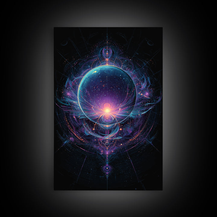 Magic Orb Surrounded By Cosmic Energies Abstract Psychedelic Wall Art Canvas Print For Spiritual Room Decor