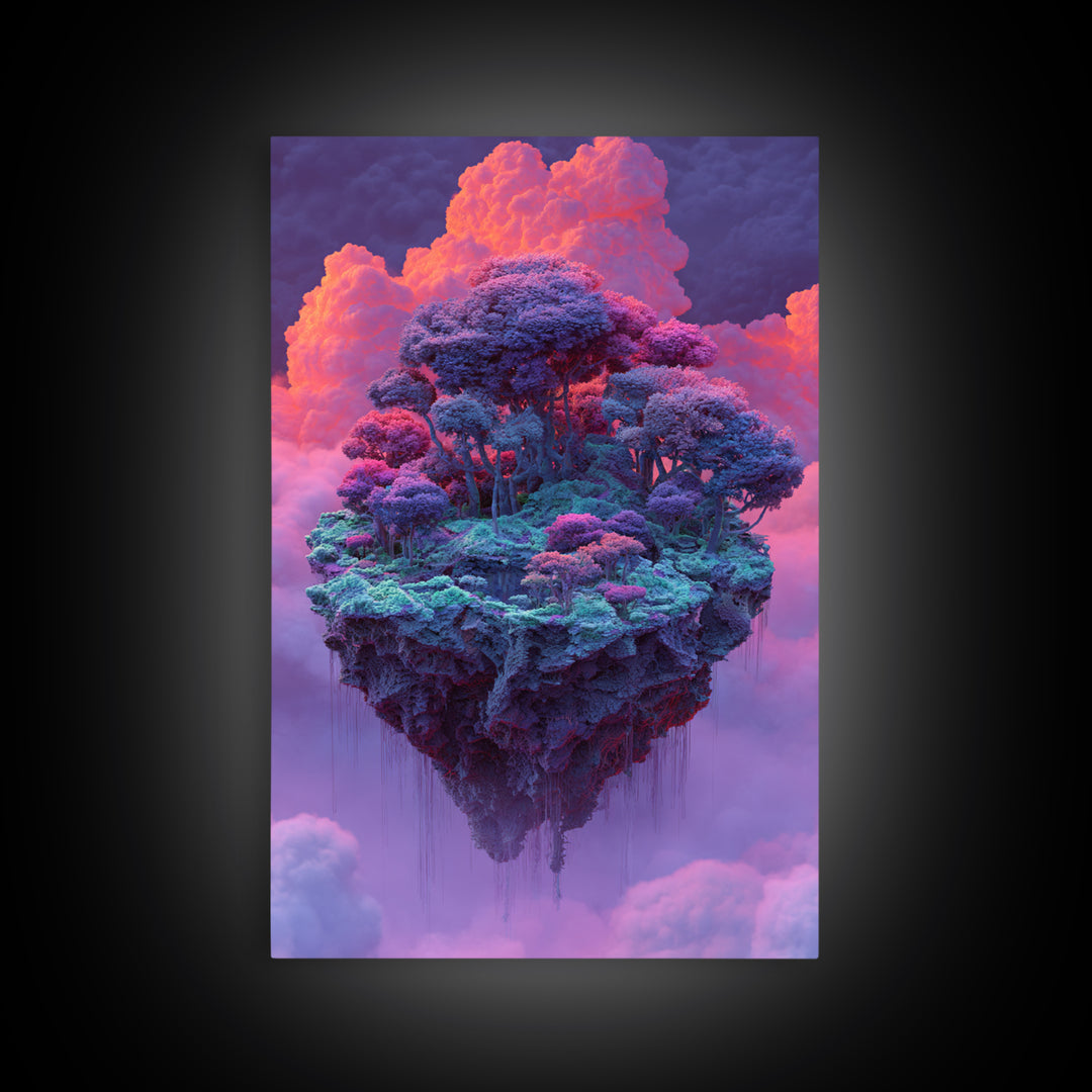 Floating Purple Forest Island Canvas Print, Fantasy Landscape Art, Whimsical Nature Wall Decor For Dreamy Home Decor, Gift For Her