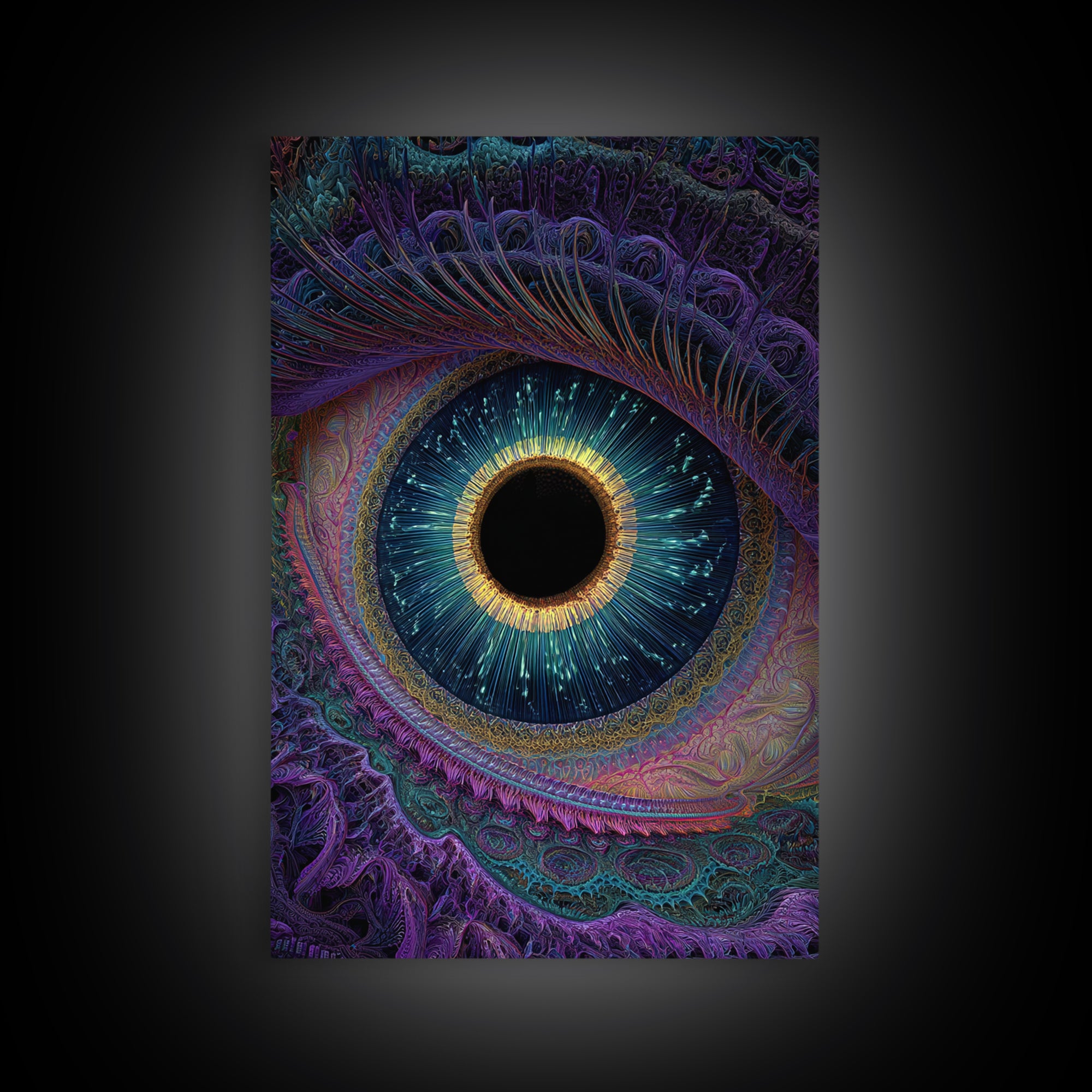Mystical Cosmic Eye Wall Art, Psychedelic Iris Painting, Surreal Vision Canvas, Celestial Decor, Statement Artwork Gift Idea
