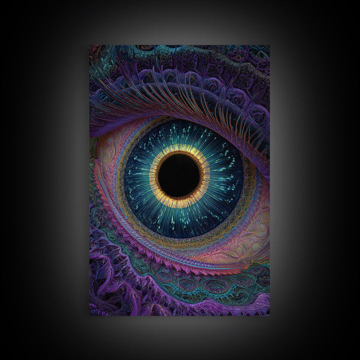 Mystical Cosmic Eye Wall Art, Psychedelic Iris Painting, Surreal Vision Canvas, Celestial Decor, Statement Artwork Gift Idea