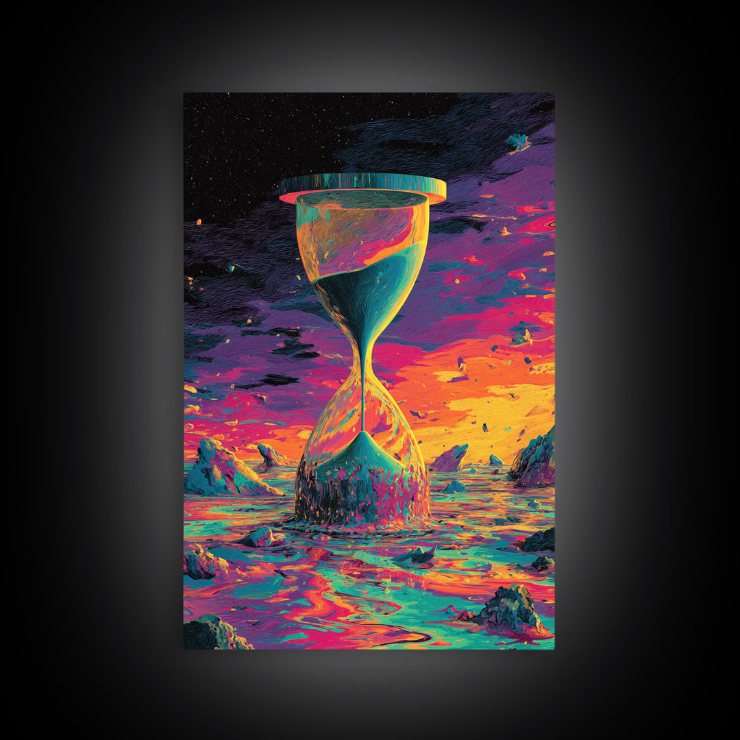 Cosmic Hourglass Alien Landscape Canvas Print, Sci Fi Wall Art, Surreal Space Poster, Futuristic Home Office Decor Gift For Him