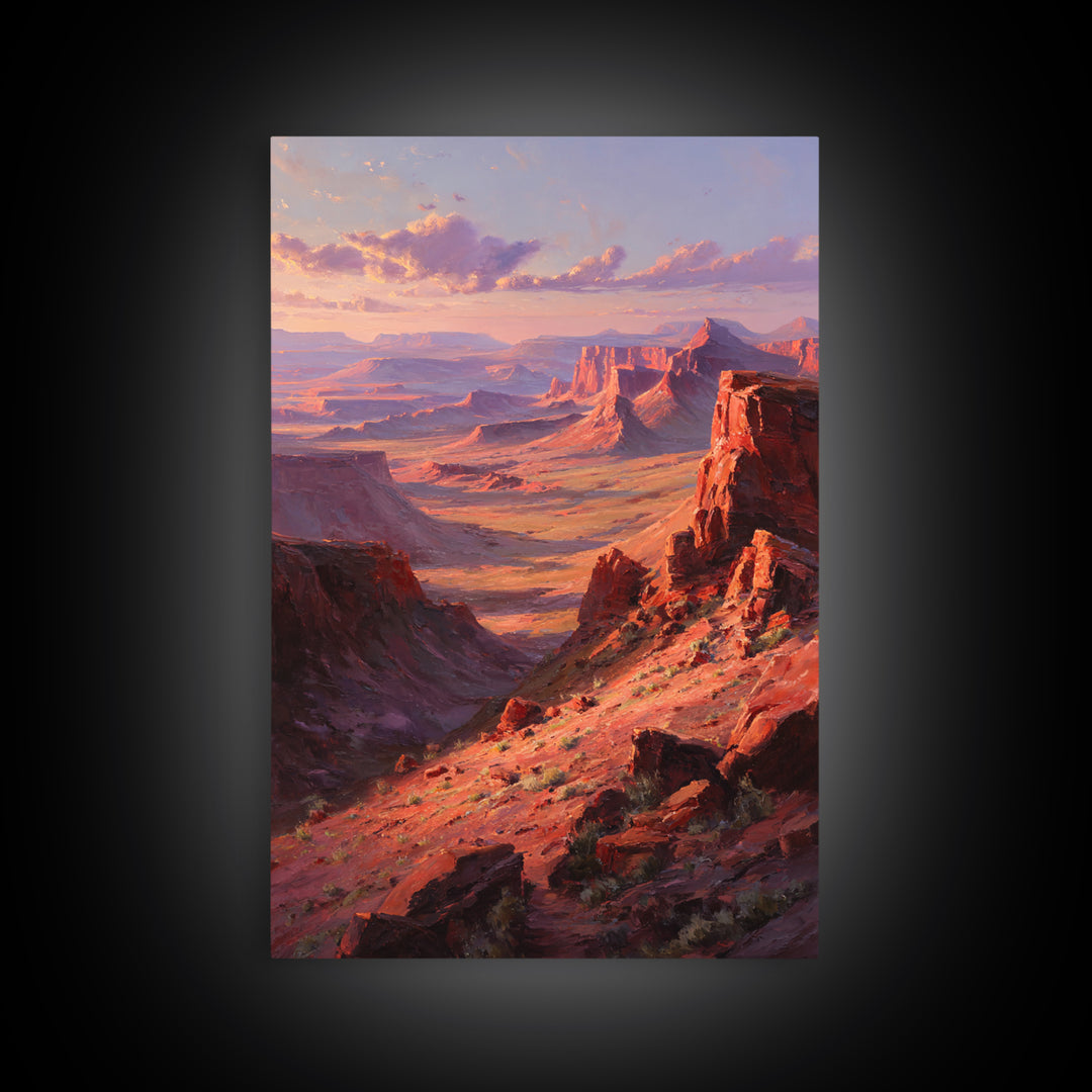 Grand Canyon Red Rock Landscape Painting Framed Canvas Print For Southwestern Wall Art And Rustic Home Decor