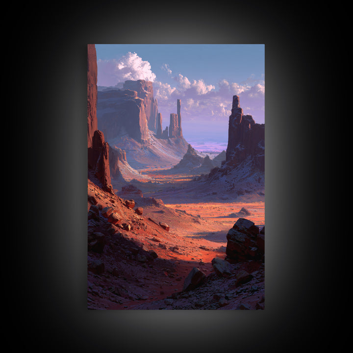 Mystical Mountain Monk Meditation Spiritual Wall Art Framed Canvas Print Serene Landscape For Mindfulness Home Decor