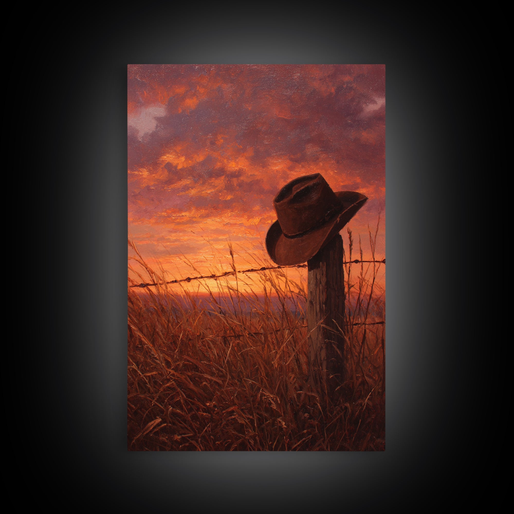 Giant Bright Sunset Over Tropical Beach With Flaming Red Clouds And Rolling Waves Canvas Print Vibrant Wall Art For Living Room