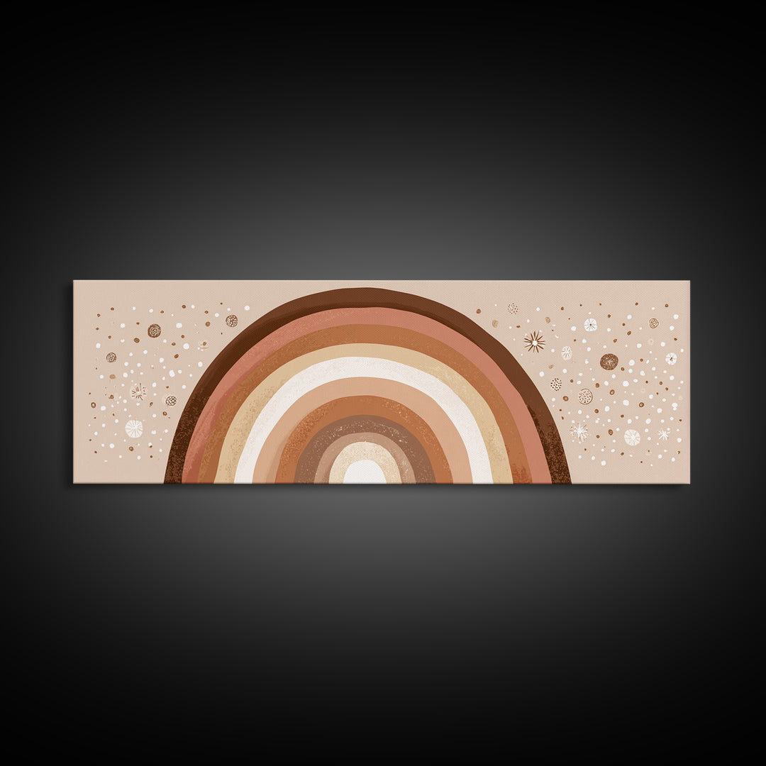 Earth Tone Boho Rainbow Wall Art, Minimalist Canvas Print, Neutral Nursery Decor, Kids Room And Playroom Wall Decor, Baby Gift