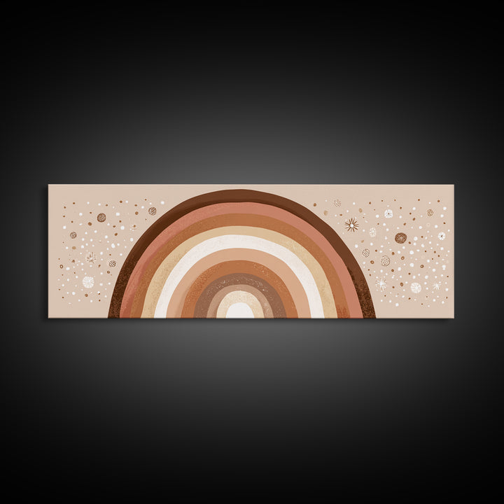 Earth Tone Boho Rainbow Wall Art, Minimalist Canvas Print, Neutral Nursery Decor, Kids Room And Playroom Wall Decor, Baby Gift