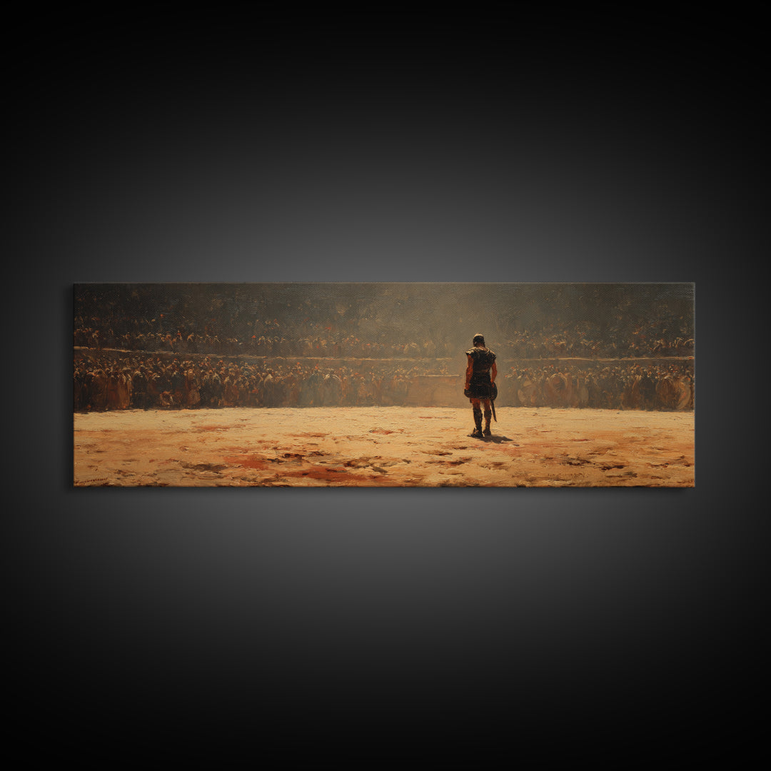 Lone Warrior Before Vast Army Wall Art, Epic Battle Scene, Historical Fantasy, Masculine Office Decor, Large Horizontal Art