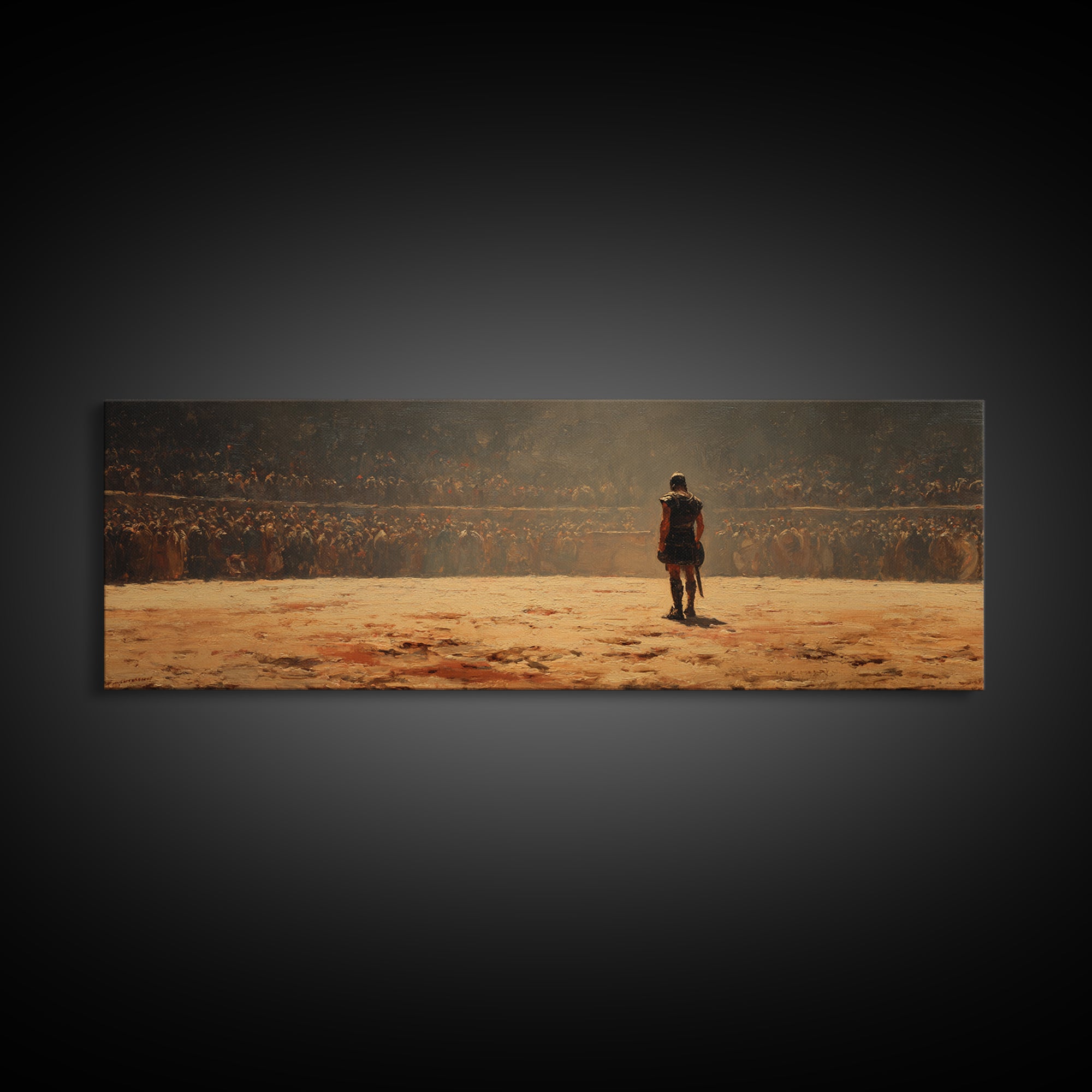 Lone Warrior Before Vast Army Wall Art, Epic Battle Scene, Historical Fantasy, Masculine Office Decor, Large Horizontal Art