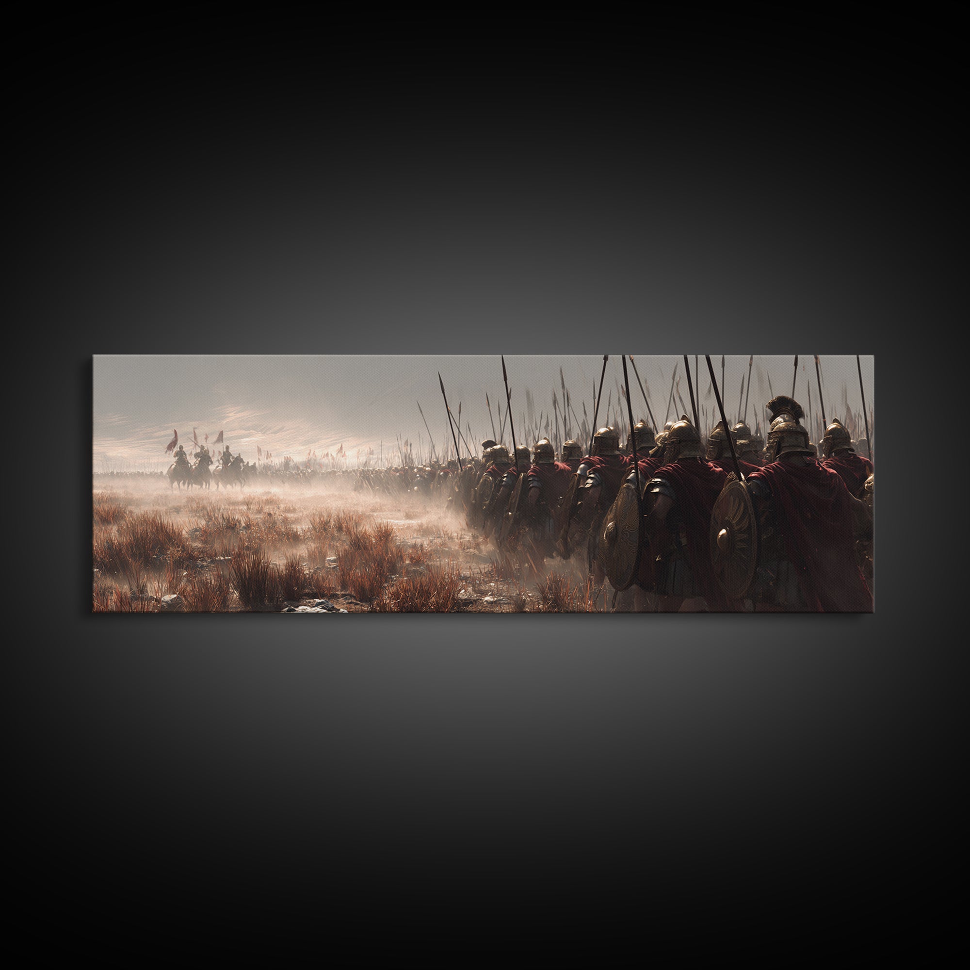 Ancient Spear Army In Mist Wall Art, Roman Legion Battle Scene, Historical Decor, Masculine Office, Large Canvas Print, Gift For Him