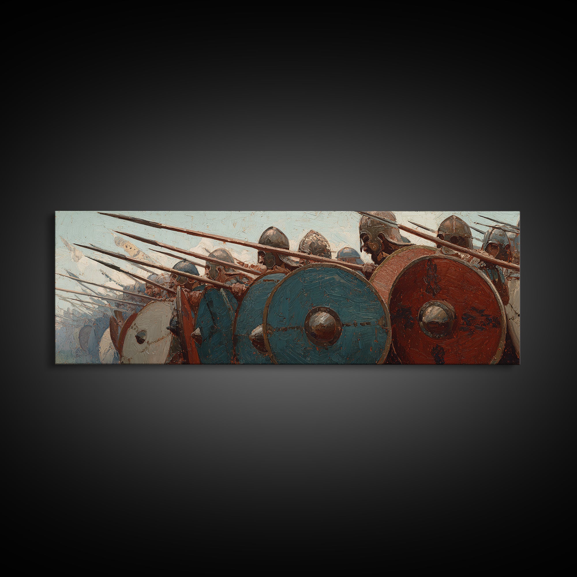 Ancient Phalanx Shields And Spears Wall Art, Greek Warrior Battle Scene, Historical Fine Art Print, Masculine Office Decor