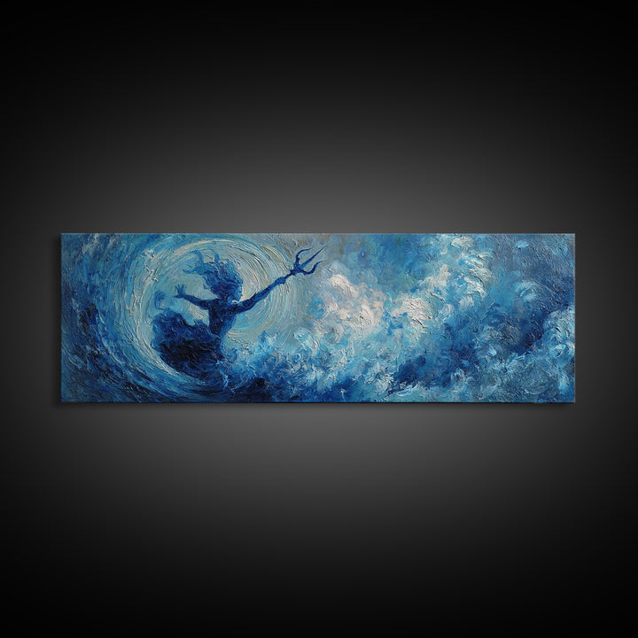 Blue Storm Sea Goddess Canvas Print, Mystical Ocean Wave Fantasy Art, Coastal Wall Decor, Ethereal Statement Artwork For Bedroom