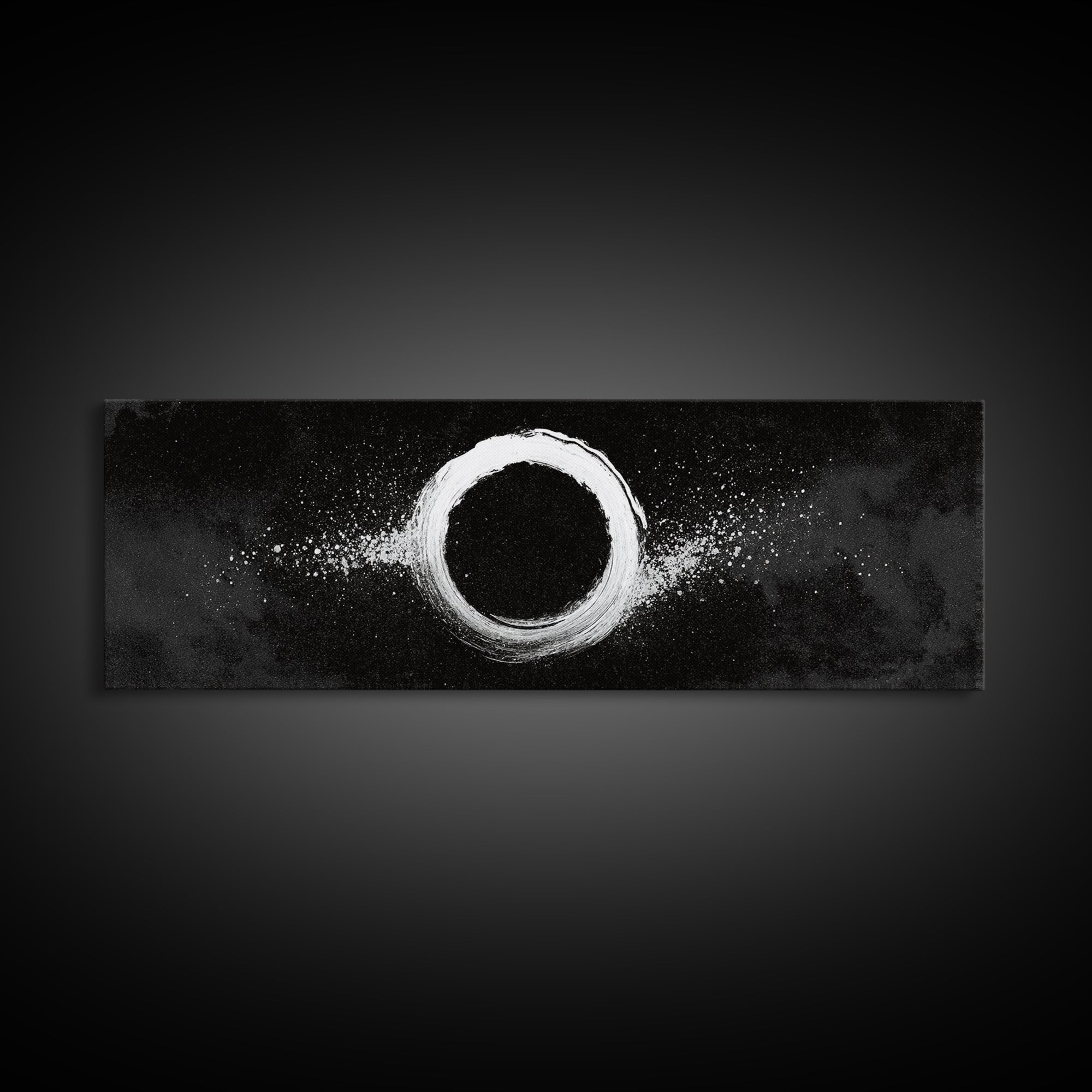 Black And White Eclipse Wall Art, Cosmic Abstract Canvas Print, Minimalist Moon Art, Space Decor, Modern Office Poster, Galaxy Decor