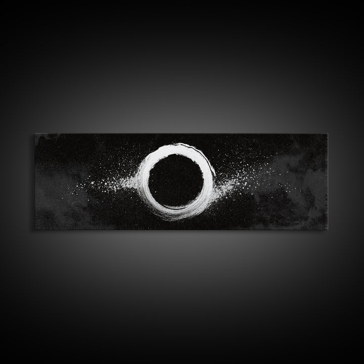 Black And White Eclipse Wall Art, Cosmic Abstract Canvas Print, Minimalist Moon Art, Space Decor, Modern Office Poster, Galaxy Decor