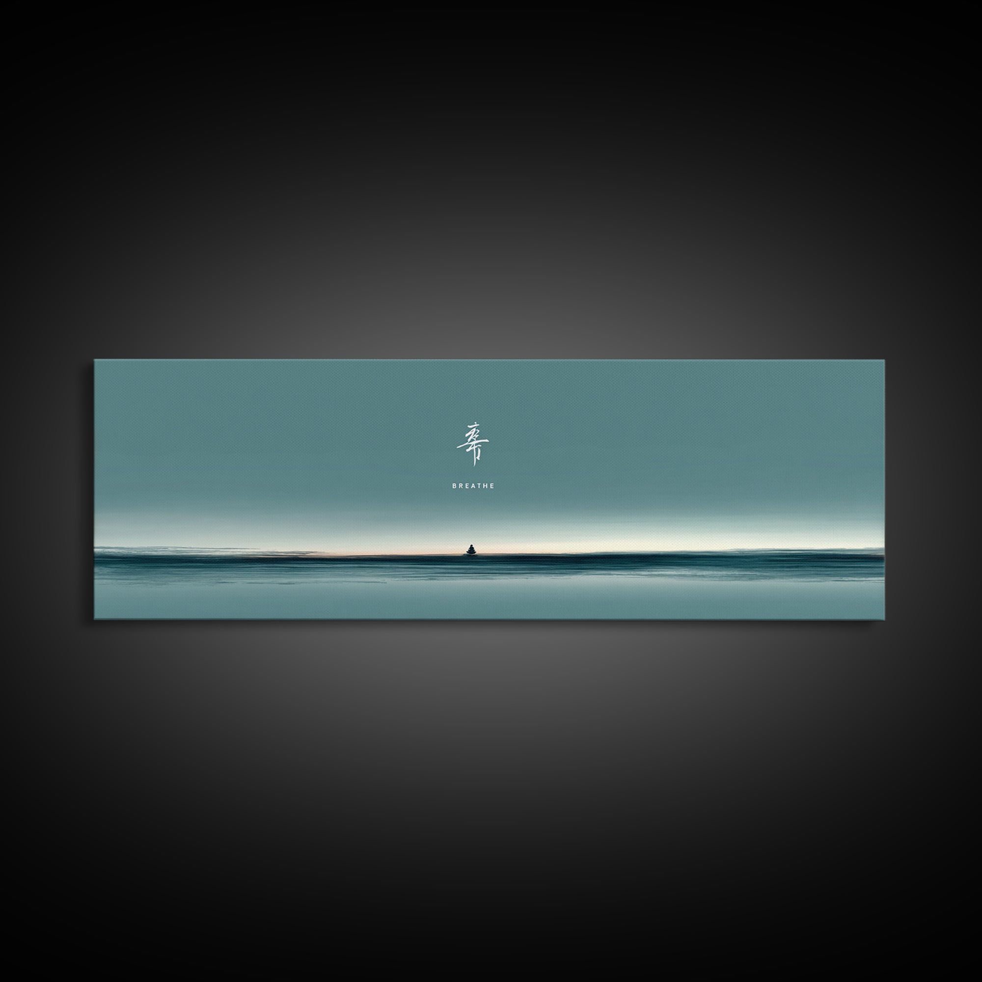 Minimal Teal Ocean Horizon With Tiny Sailboat Wall Art, Japandi Seascape Print, Calm Coastal Office Decor Gift For Home Decor