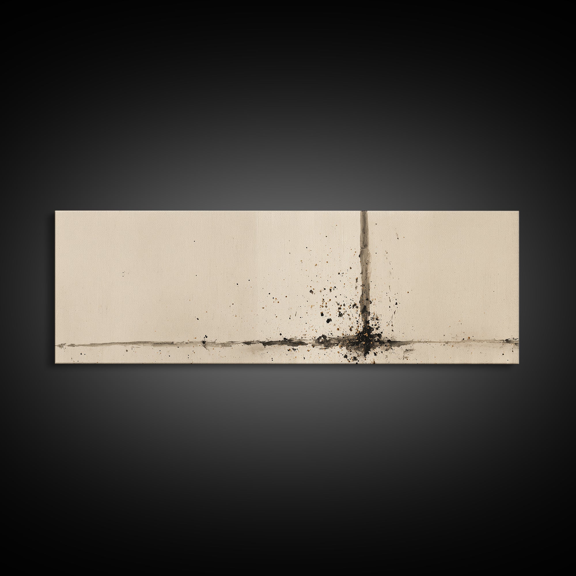 Minimal Ink Line Wall Art, Beige Abstract Canvas Print, Wabi Sabi Neutral Decor, Large Modern Minimalist Office Art Print