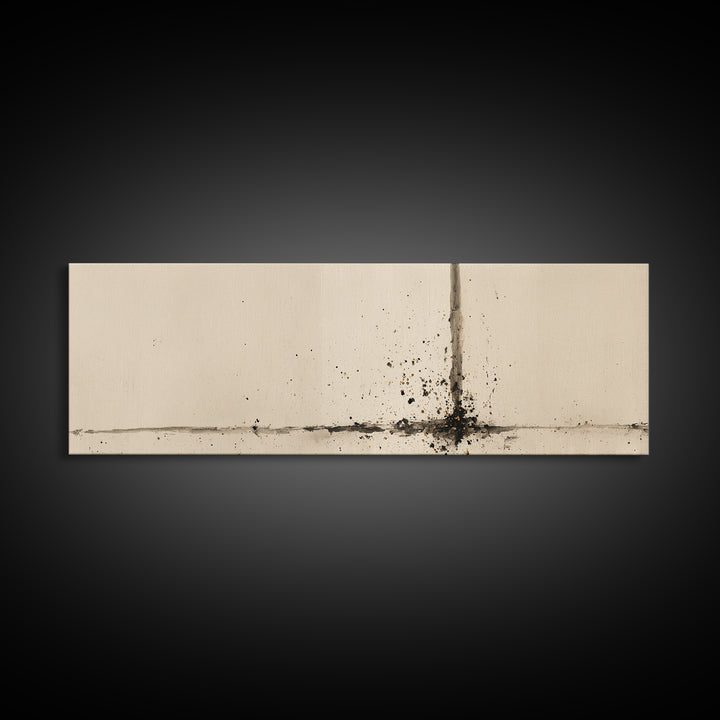 Minimal Ink Line Wall Art, Beige Abstract Canvas Print, Wabi Sabi Neutral Decor, Large Modern Minimalist Office Art Print