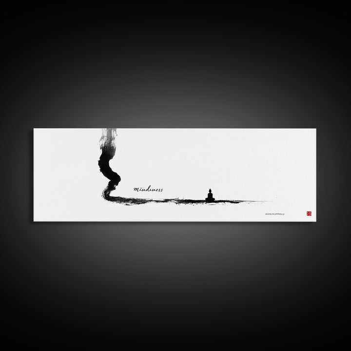 Minimalist Ink Mindfulness Canvas Print, Zen Wall Art, Meditation Decor, Black And White Art, Calming Japanese Office Wall Decor