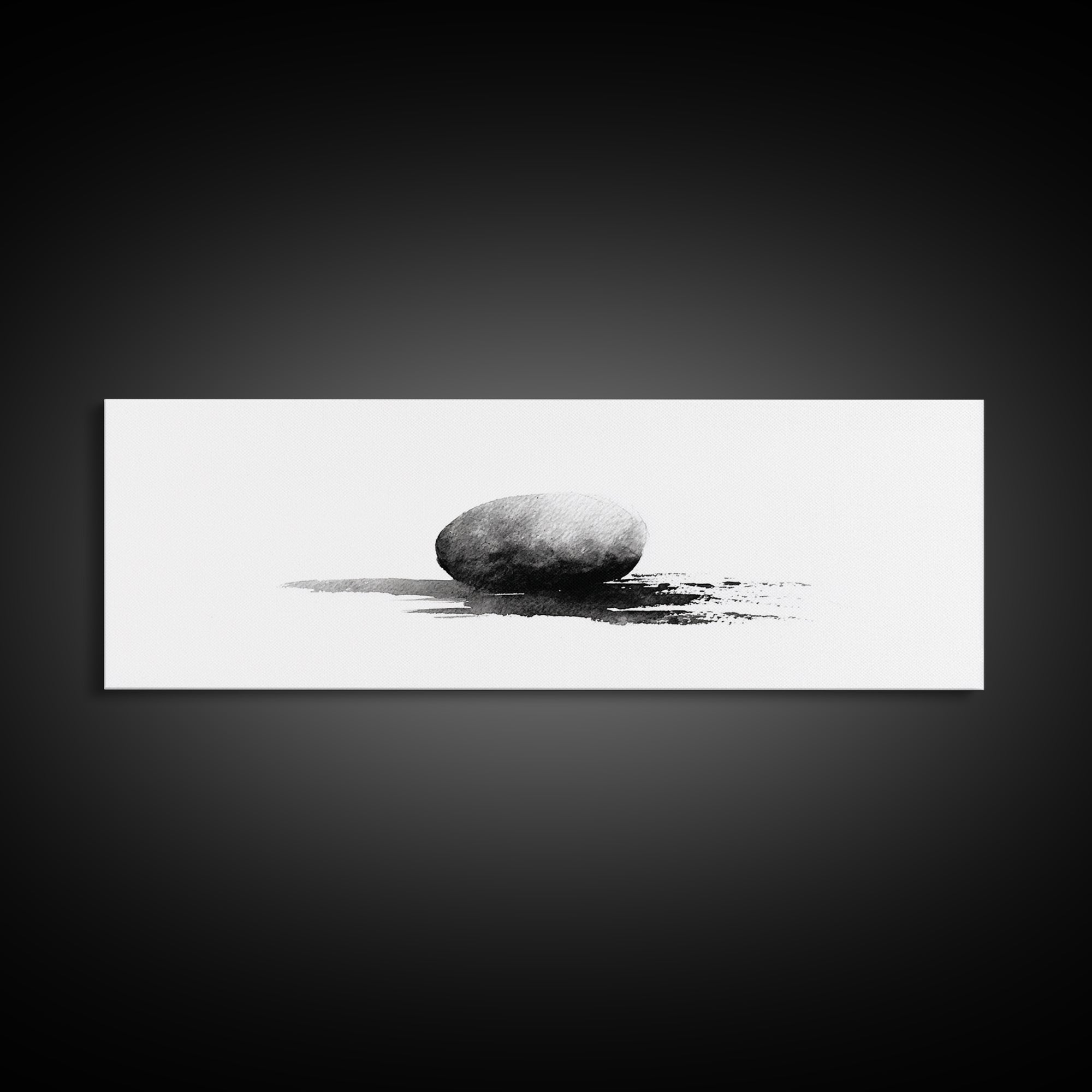 Minimalist Black Stone Wall Art, Zen Ink Drawing, Wabi Sabi Art, Black And White Art, Neutral Home Decor, Office Decor Print
