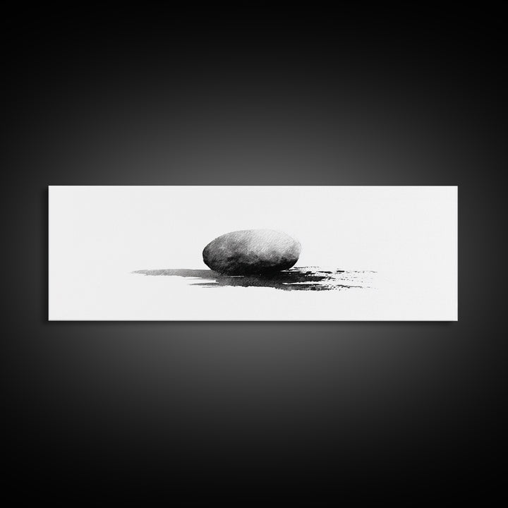 Minimalist Black Stone Wall Art, Zen Ink Drawing, Wabi Sabi Art, Black And White Art, Neutral Home Decor, Office Decor Print