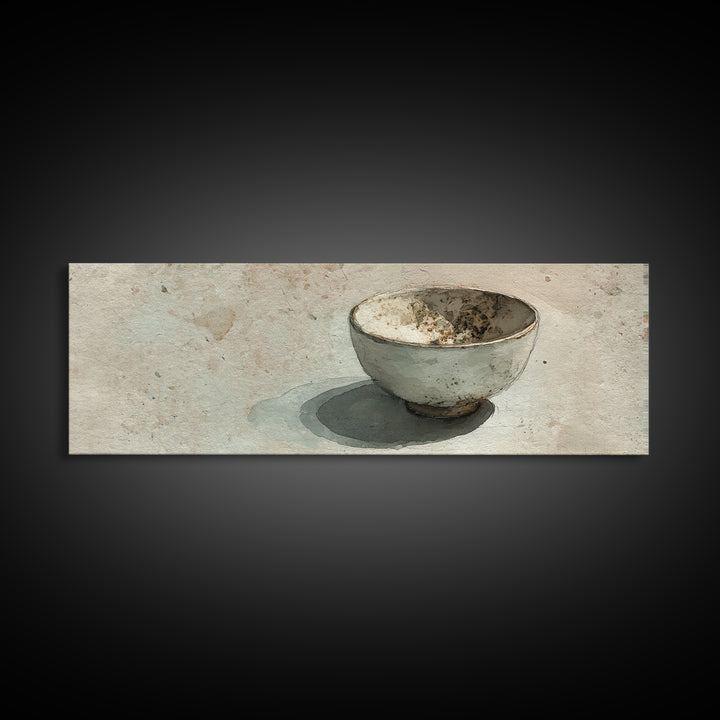 Minimalist Wabi Sabi Ceramic Bowl Canvas Print, Neutral Still Life Wall Art, Japandi Decor, Kitchen Art, Modern Home Decor