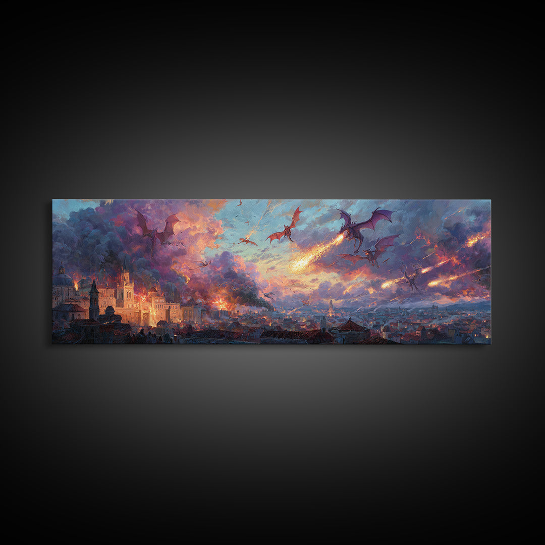 Peaceful Mountain Lake Scene With A Canoe And Sunrise Morning Landscape Painting Wall Art Framed Canvas Print