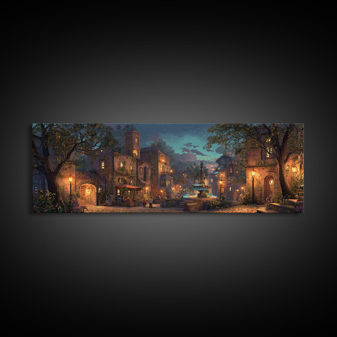 Mystical Wizard Summoning Portal Among Ancient Ruins Wall Art Framed Canvas Print For Fantasy Decor
