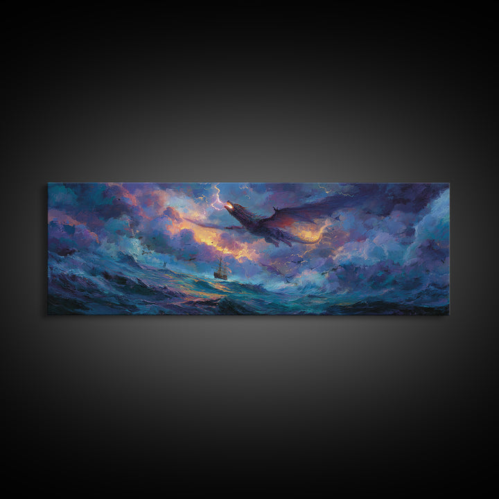 Dynamic Canvas Print Of Knight Battling Fire Breathing Dragon In Fiery Red Epic Scene Fantasy Wall Art For Home Office And Game Room With Intense Atmosphere
