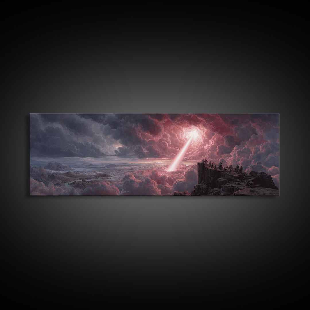Methane Lightning Bolt Cloudscape Dramatic Fantasy Wall Art Framed Canvas Print For Moody Room Decor