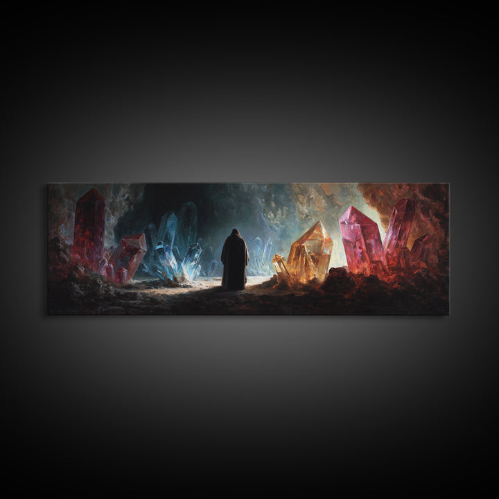 Epic Knight With Sword Standing Over Battlefield Under Fiery Sky Canvas Print Dramatic Medieval Wall Art For Manor or Office Decor