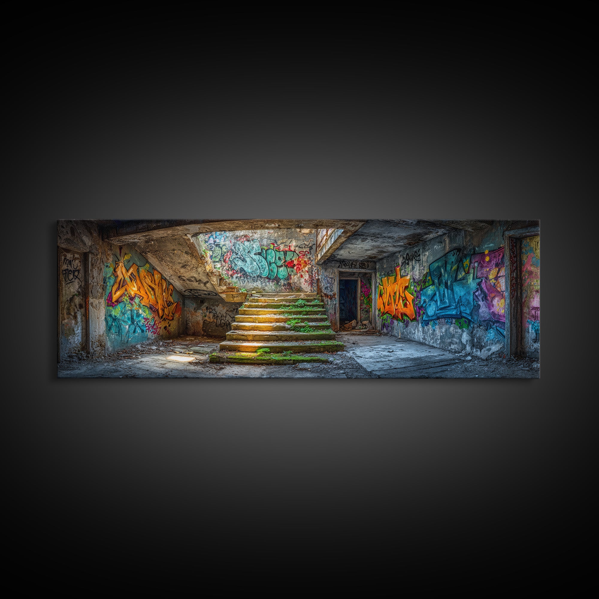 Dramatic Epic Fantasy Battle Scene Painting Wall Art Framed Canvas Print with Fiery Skies and Mythical Elements for Home Decor