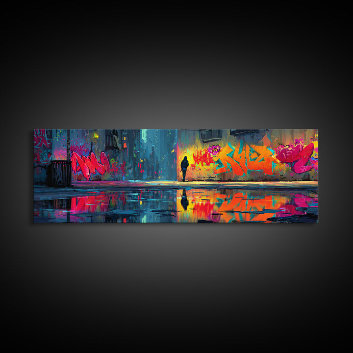 Tranquil Colorful Sunset Lake View With Two People Fishing Original Oil Painting Wall Art Canvas Print