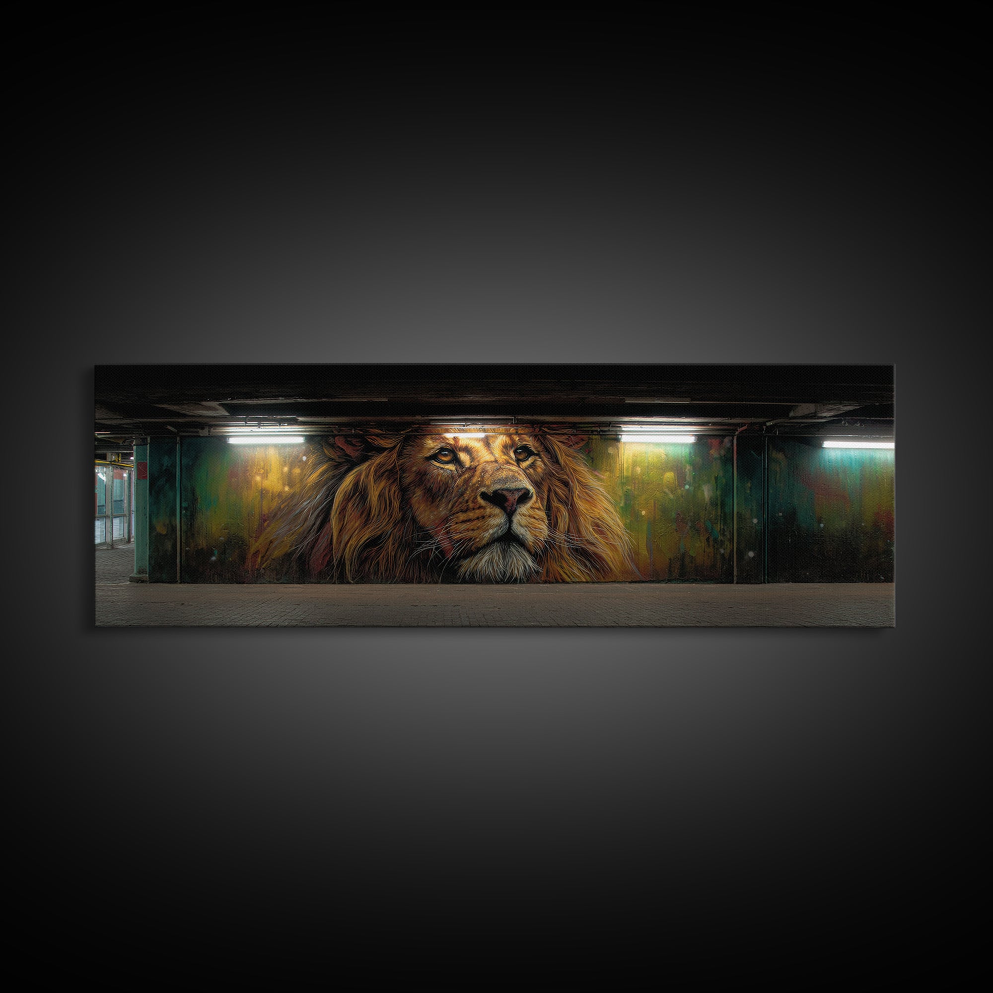 Majestic Lion Graffiti Mural Subway Art Wall Art Canvas Print Urban Street Decor For Home And Office