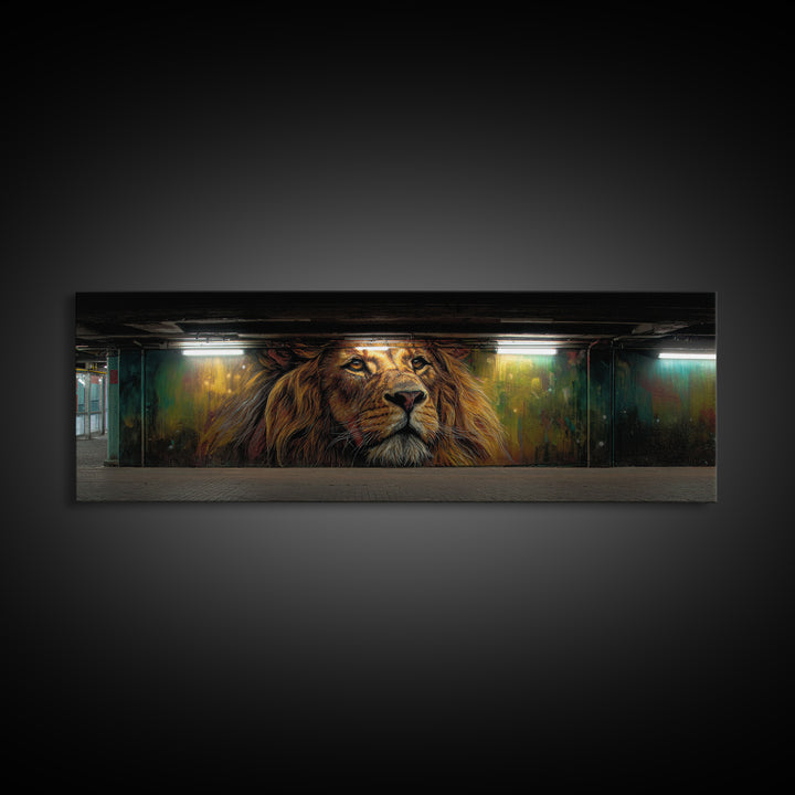 Majestic Lion Graffiti Mural Subway Art Wall Art Canvas Print Urban Street Decor For Home And Office