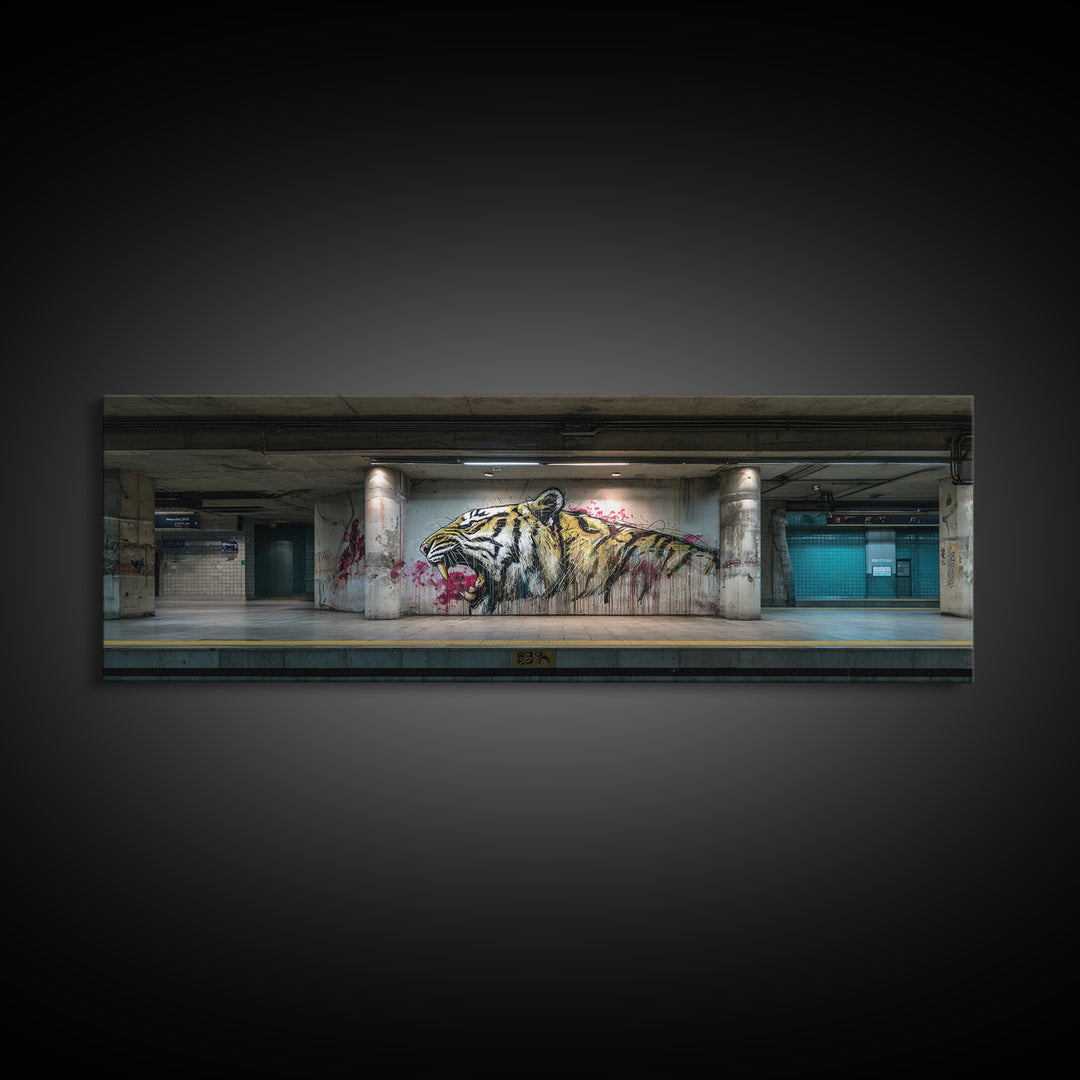 Street Art Tiger Graffiti Wall Mural Artwork With Urban Vibes Wall Art Framed Canvas Print For Modern Home Decor
