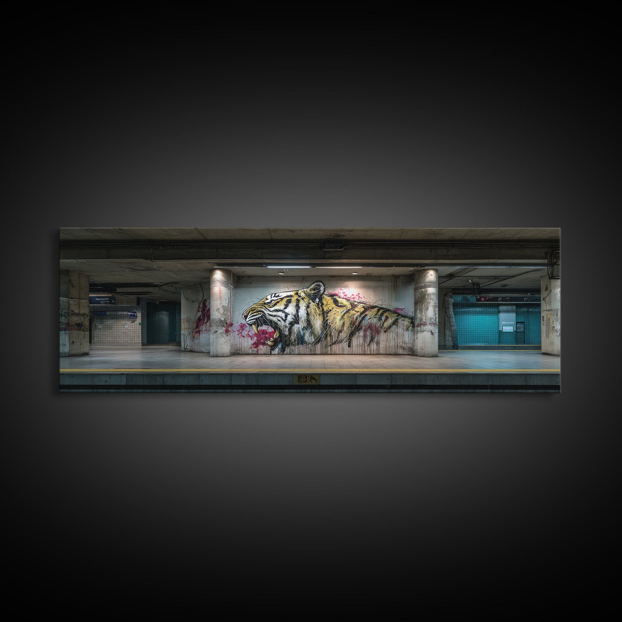 Street Art Tiger Graffiti Wall Mural Artwork With Urban Vibes Wall Art Framed Canvas Print For Modern Home Decor
