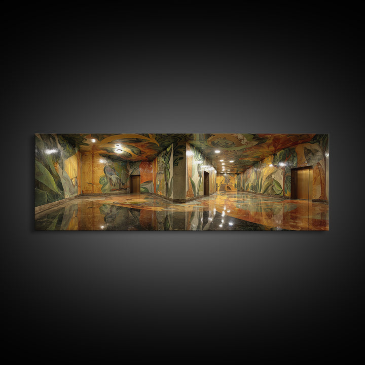 Dramatic Wolf Graffiti Street Art Tunnel Mural Wall Art Canvas Print Bold Urban Decor For Home And Office