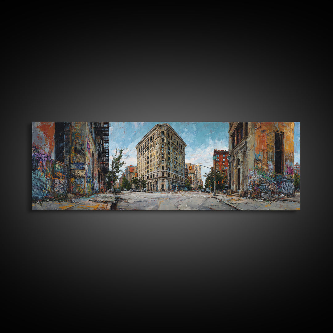 New York City Flatiron Building Urban Street Scene Wall Art Canvas Print For Modern Home Decor