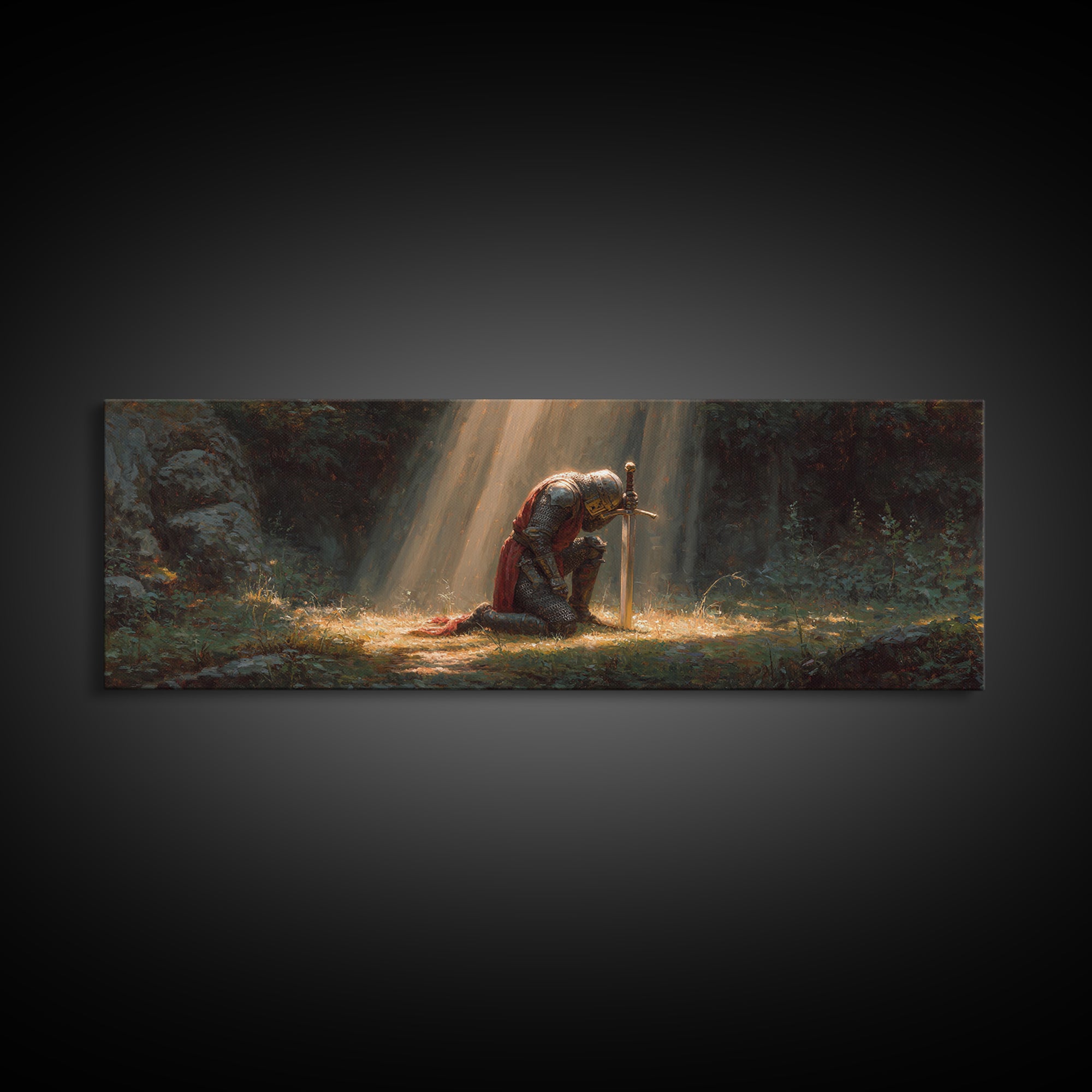 Tranquil River Landscape With Lush Forest Original Oil Painting Wall Art Framed Canvas Print Cozy Nature Decor