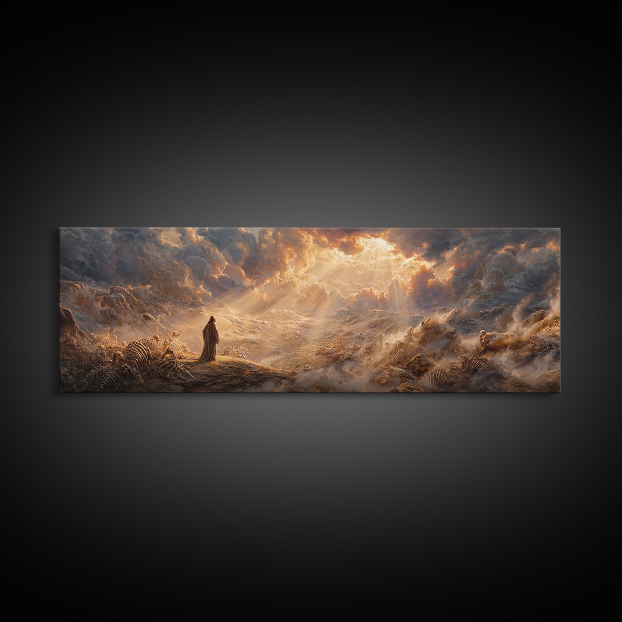 Heavenly Angel With Trumpet In Cloudscape Religious Wall Art For Spiritual Home Decor And Inspirational Living Room Framed Canvas Print