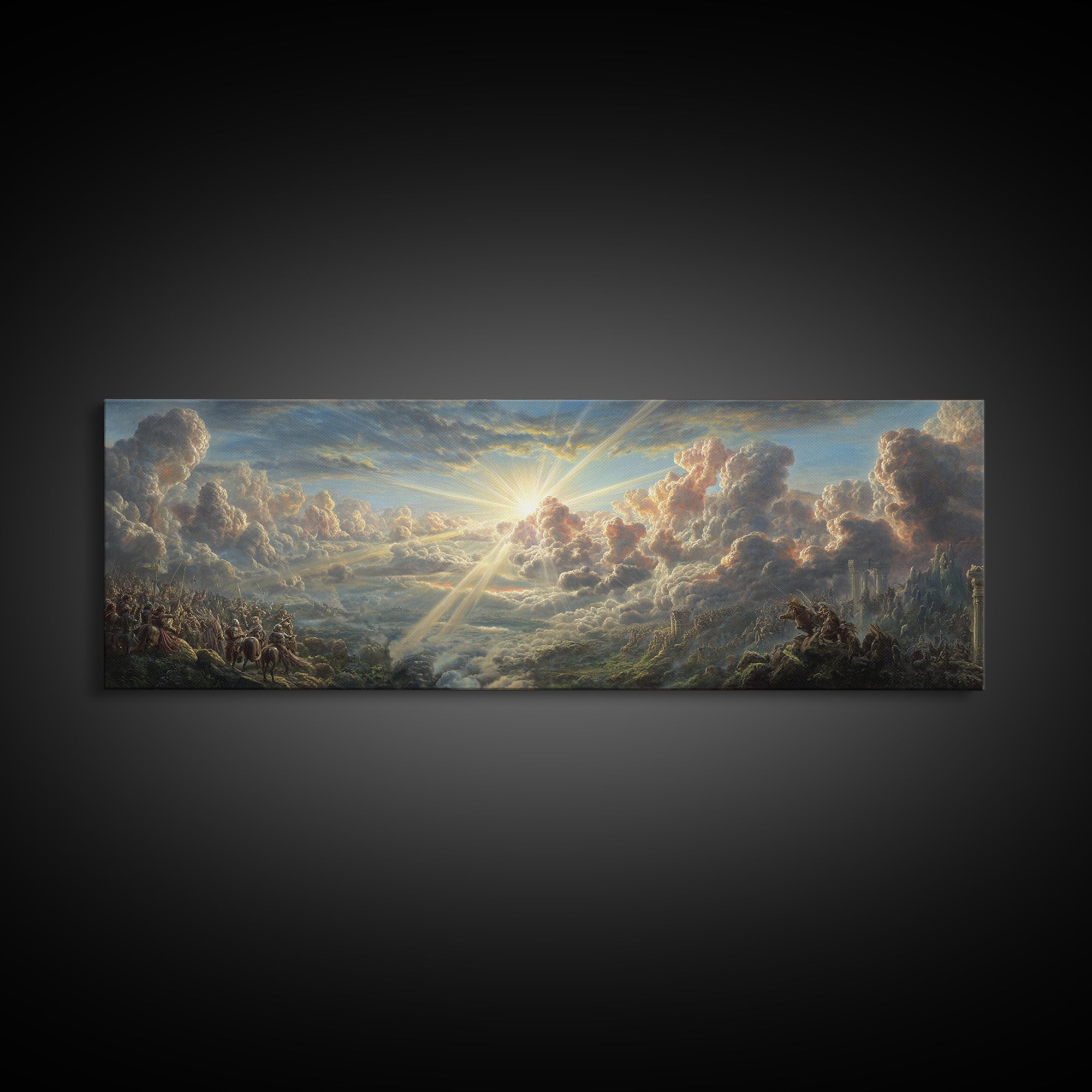 Majestic Lions Resting in Cave Wildlife Painting Wall Art Framed Canvas Print for Rustic Home and Living Room Decor