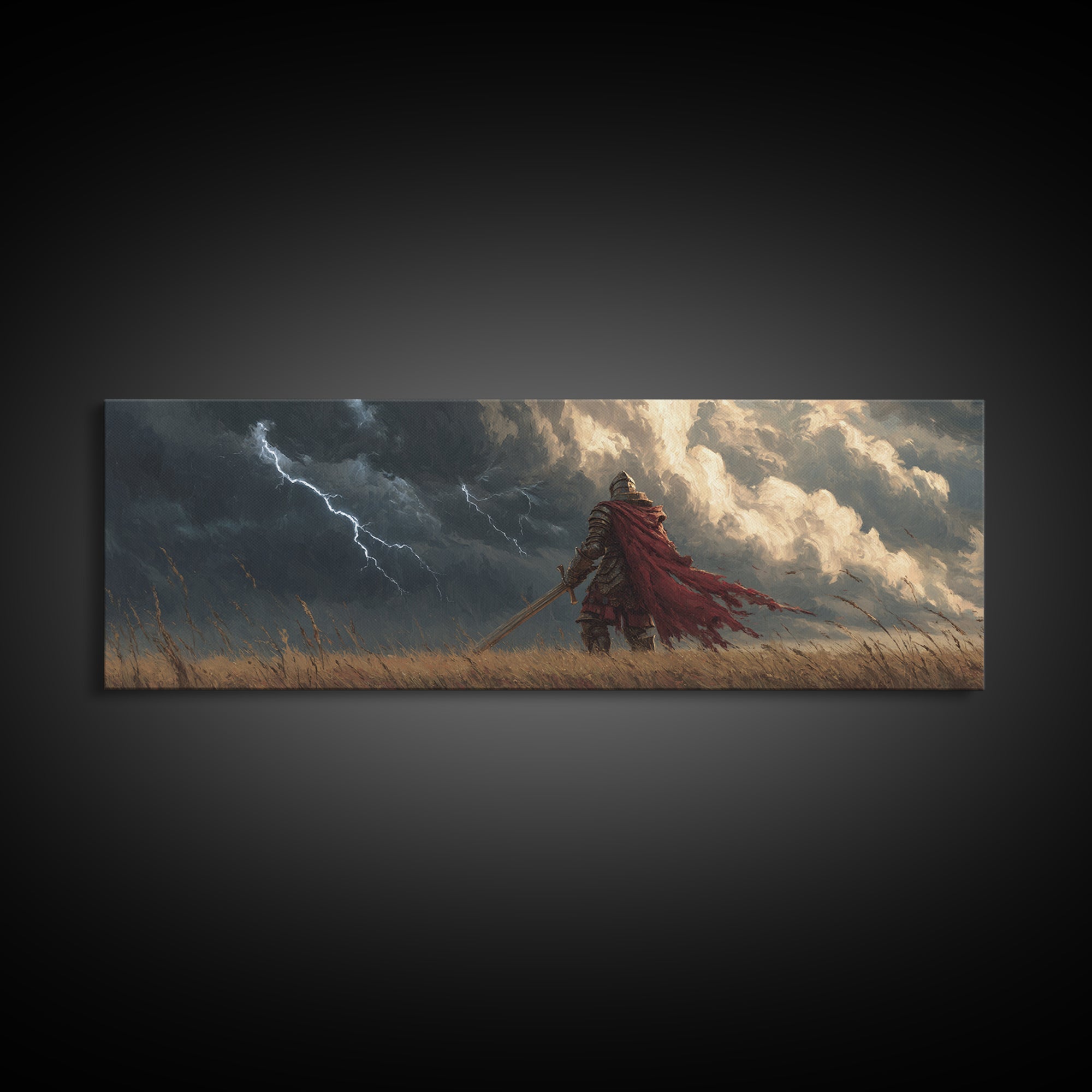 Mysterious Enchanted Magical Forest Landscape With Glowing Door Fairy Tale Wall Art Framed Canvas Print Decor