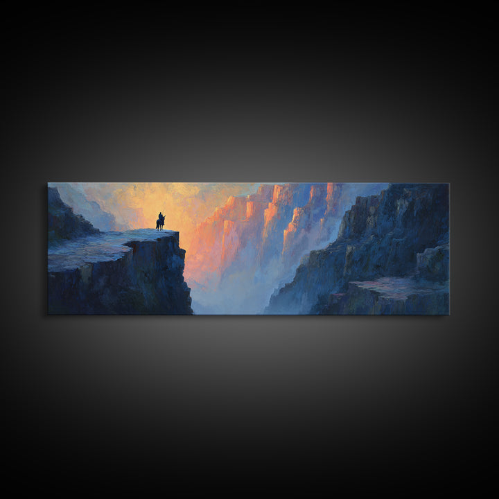 Vibrant Dusk Mountain Landscape Painting Wall Art Framed Canvas Print Warm Scenic Nature Decor For Living Room