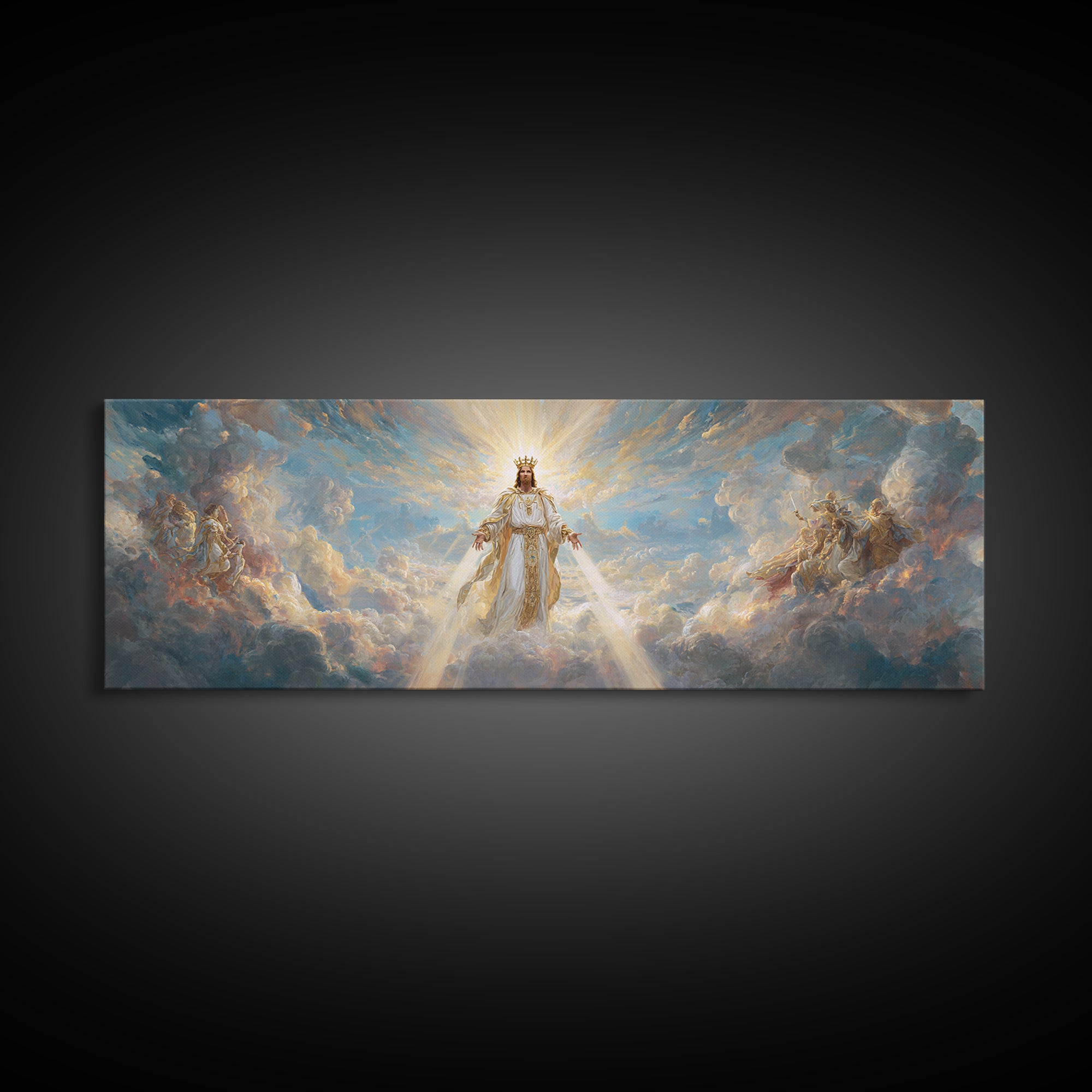Surreal Underwater Dragon Resting On Treasure Hoard Fantasy Wall Art Canvas Print For Bedroom Or Gaming Room Decor