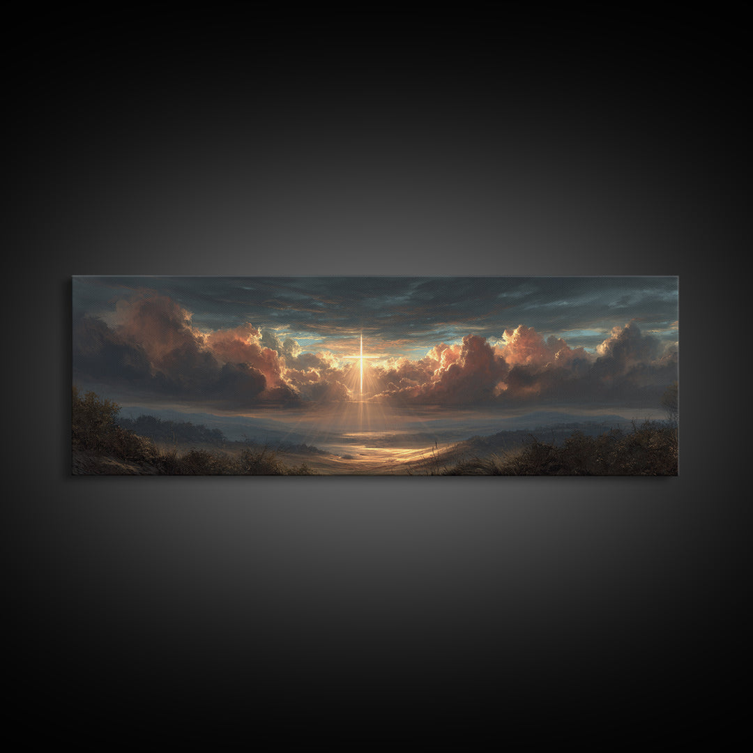 Towering Dragon Breathing Fire Over Burning Village Fantasy Artwork Canvas Print Large Wall Art For Dramatic Home Decor
